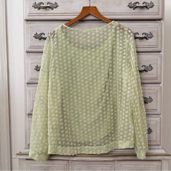 Soft Surroundings Lime Green Velvet Polka Dot Blouse Top - Picture 4 of 6